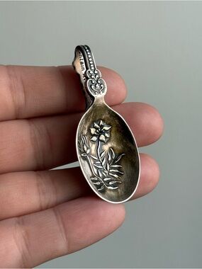 Northwest Territories Mountain Avens Pendant Keychain Recycled Vintage Cutlery